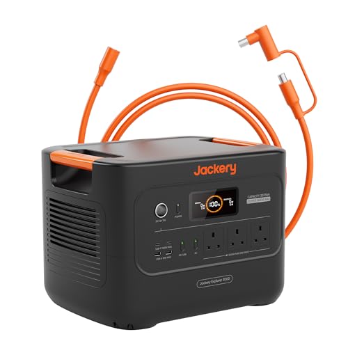 Jackery Explorer 3000V2 Solar Generator + 5M Extension Cable, 3072Wh LiFePO4, 2990W Output, Portable Power Station for Home Use, RVs, Camping & Emergency Backup Explorer 3000 v2 with 5M Exte