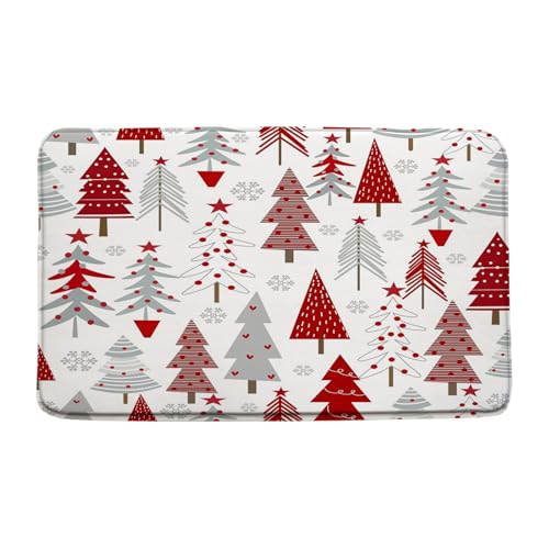 Merry Christmas Bath Mat Xmas Tree Snowflake Pine Tree Star Winter Holiday Festival Rustic Bath Rugs for Bathroom Kitchen178x295 Inch