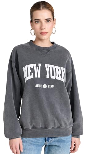 ANINE BING Women's Ramona Los Angeles Sweatshirt, Washed Black, XS