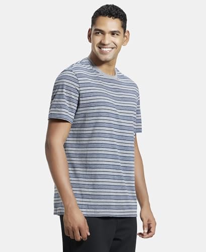 Image of Jockey 2717 Men's Super Combed Cotton Rich Striped Round Neck Half Sleeve Regular Fit T-Shirt