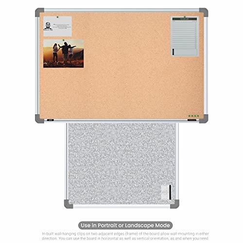 Image of Scholar Art Metis 2x3 Feet Cork Board for Wall & Study Table | High Strength Natural Cork + High Density Soft Board for Pinning Photos, Sticky Notes & Reminders