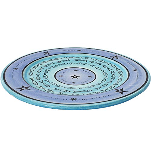 Orientalische Keramikschale Keramikteller Samak Blau 17cm Groß | farbige marokkanische Keramik Schale Teller rund aus… – Bild 3