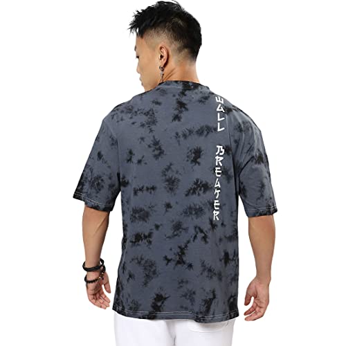 Image of Bewakoof Men's Tie & Dye 100% Cotton T-Shirt - Oversized Fit, Round Neck, Half Sleeves