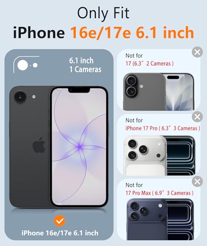 Image of FNTCASE for iPhone 17e Case: iPhone 16e Phone Case [Compatible with Magsafe] Matte Cases with [Screen Protector] Military Grade Shockproof Protective Phone Cover - Full Black