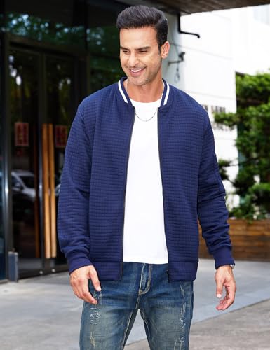 Men's Lightweight Jackets Casual Light Jackets for Men Waffle Bomber Jacket Varsity Coat with Zipper2