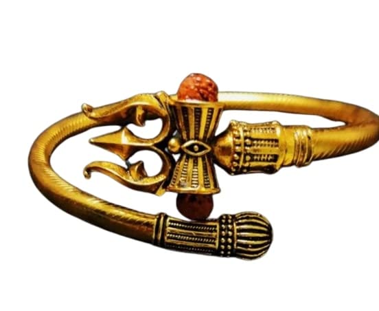 Mens Rudraksha Shiv Trishul Damroo Adjustable Pure Brass Copper Golden Bahubali OM Mahakal Kada (B09WKTNYVW) Amazon Price History, Amazon Price Tracker