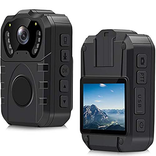 1296p Body Worn Camera, CAMMHD Waterproof Police Camera with 2 Inch Display,170° Wide Angle,HD Night Vision Professional Portable Chest Recorder(Built-in 32GB)