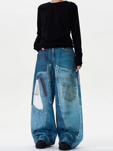 GUOYUXIAO Men's Jeans Retro Denim Pants Wide-Leg Trouser for Men3