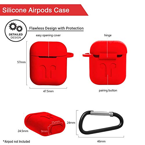 Image of Colorcase Silicone Shock Proof Protection Sleeve Skin Carrying Bag Box Cover Case for Apple AirPods 1&2 Wireless Headset Earphone (Red)