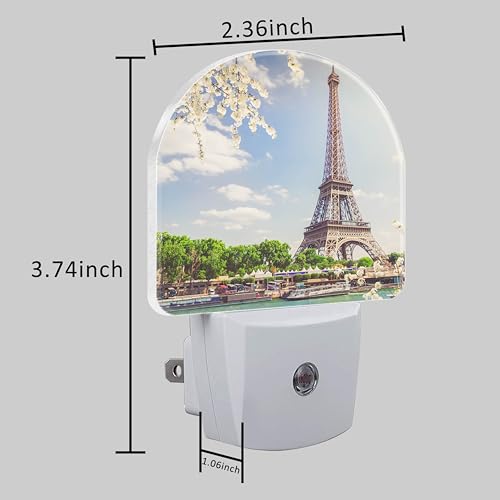 Image of Plug in Night Lights Eiffel Tour Over Seine River Nightlight Plug Into Wall Dusk to Dawn Sensor LED Night Light for Kid Girls Boys Room Decor, Hallway, Kitchen, Bathroom, Nursery, Stairs