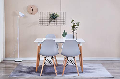 Happy Family Set Of 4 Dining Chairs Modern Mid-Century Lounge Side Chairs With Beech Wood Legs And Metal Wires Shell Chairs For Kitchen Dining Bedroom Lounge Reception Gray #TOP7