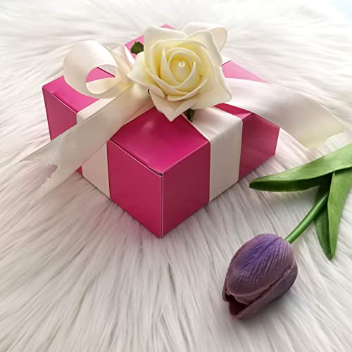 Efavormart 100Pcs Of 4X4X2 Fushia Cake Box For Candy Treat Gift Wrap Box Party Favor Boxes For Bridal Shower Wedding Party #TOP1