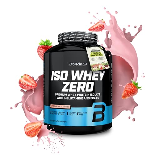 BioTechUSA Iso Whey ZERO | Gluten, Sugar FREE | Low Lactose | Whey Protein Isolate, 2.27 kg, Fresa