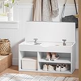 SoBuy FSR45-HG Schuhbank mit Sitzkissen Sitzbank Schuhschrank Schuhregal 3 Fächer weiß BHT ca: 80x46x30cm - 8