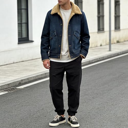 Chaqueta de mezclilla hombre con forro de lana miniatura 3