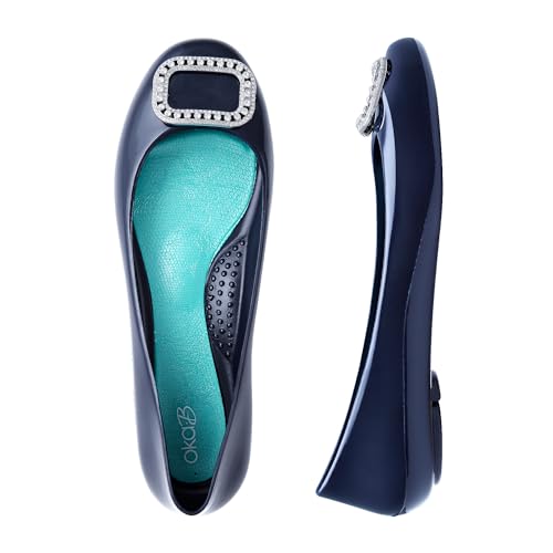 Oka-B Women's Taylor Elizabeth Flats,Sapphire with Crystal Brooch Charm, Size 10 M