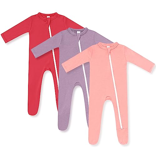 Image of HAPIU Rayon from Bamboo Baby Footed Pajamas, 2 Way Zipper YKK, Footie for Baby Boy Girls, Newborn-24 Months