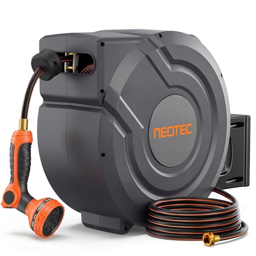 Retractable Garden Hose Reel 90ft Automatic Return UV‑Resistant Wall‑Mounted