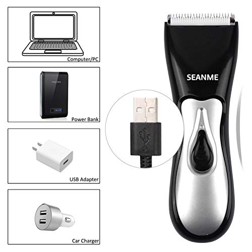 seanme Dog Clippers Washable, New Upgrade Waterproof 2 in 1 Pet Grooming Kit with Double Blades Professional Electric Trimmer Set Rechargeable Cat Trimmer Low Noise Shaver for Pets/Dogs/Cats (Black)