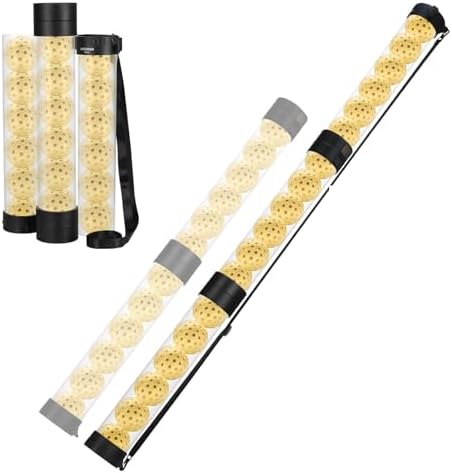 NEEWER Raccoglitore Palline Tramoggia a Tubo per 18 Pickleball e 21 Palline Tennis, Portapalle Superiore Staccabile per Ball a 3 Sezioni con Tappo, Tracolla per Raccolta Senza Chinarsi,PB01S