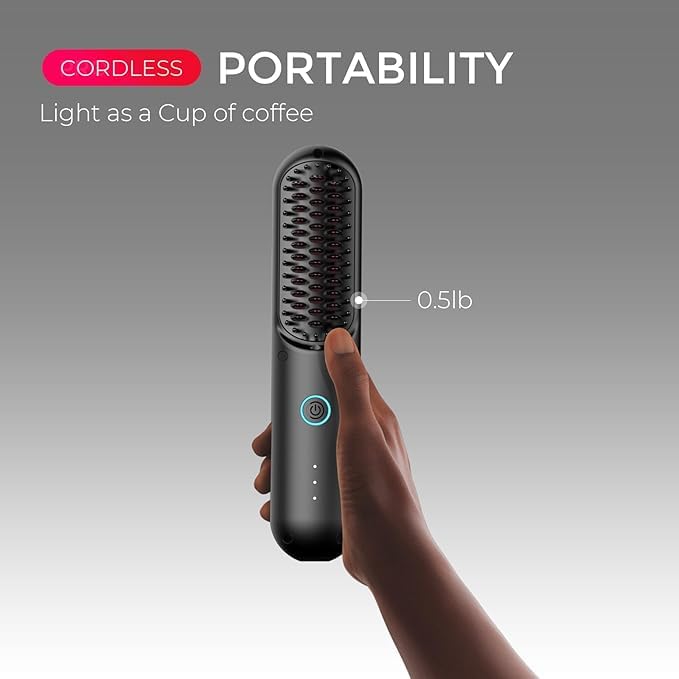 Image of MICROWARE Cordless Hair Straightener Brush for Travel Portable Hair Straightener Comb, Suitable for All Hair Types
