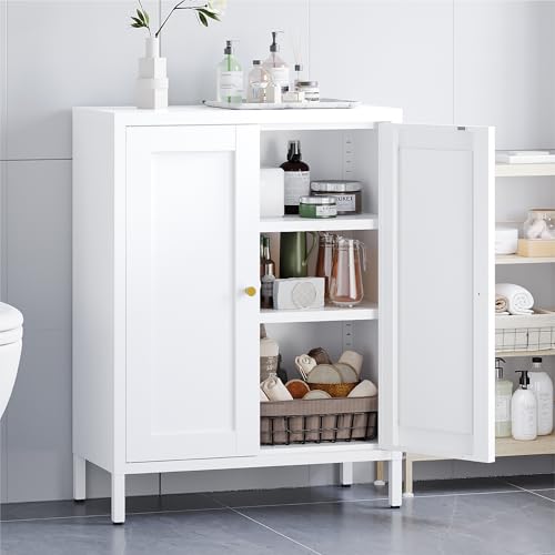 COFaR Bathroom Floor Cabinet,Metal Storage Cabinet,Freestanding Sideboard with 2 Doors