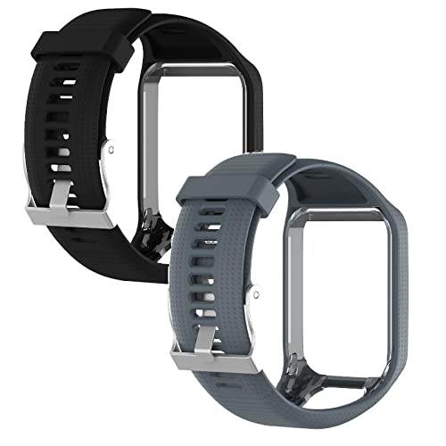 Lot de 2 bracelets de rechange étanches en silicone pour montre Tomtom Runner 2 - Compatible avec Tomtom Runner 2