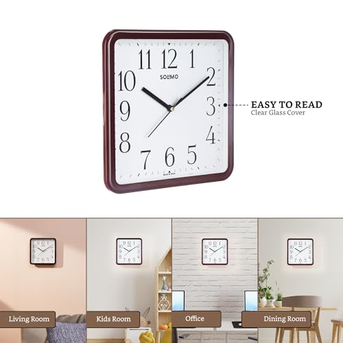 Image of Amazon Brand - Solimo Square Wall Clock | Plastic | 8.5 Inch | Black