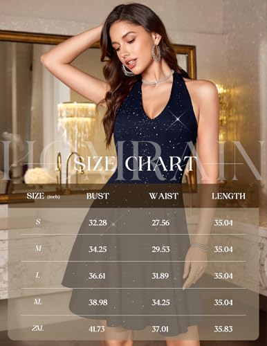 Image of HomRain Glitter Sparkle V Neck Cocktail Dress for Women 2026 A Line Backless Halter Sequin Homecoming Evening Party Dresses