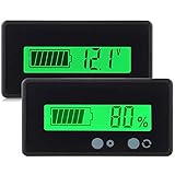  2PCS Medidor de batería digital Capacidad de voltaje Medidor,12V / 24V / 36V / 48V LCD Medidor de capacidad de batería de plomo