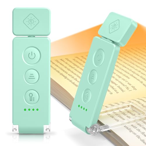 Glocusent 12 LED Rechargeable Book Light, Clip-on Reading Lamp with 5 Colors & 5 Brightness Levels, Up to 100Hrs Runtime, Eye-Caring Reading Lights for Books in Bed (Blue)