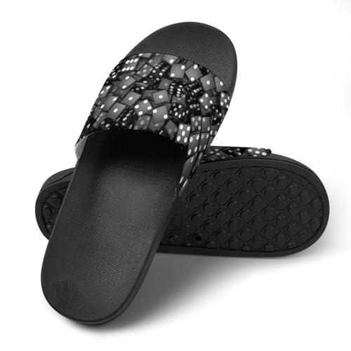 Black Dice PVC Slippers Sandals for Women Men Open Toe Soft Cushioned Non-Slip Sandal for Indoor Outdoor4