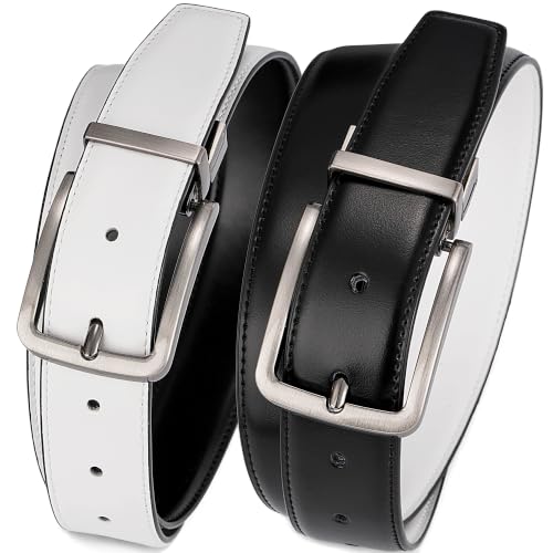 MILORDE Men’s Reversible Leather Belt for...