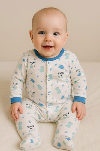 Image of Unisex Baby Footed Sleepsuits | Long Sleeve Footed Sleepsuits | Baby Rompers Cotton Sleeveless| Long Sleeve Bodysuits