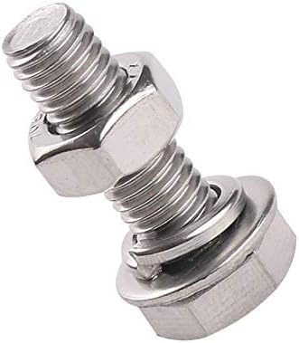 Immech - 200 Pcs Set, M5 x 12mm Hex Head Screws, Hex Head bolt With Nut & Washer, Zinc-Coated (50 Pcs Each)