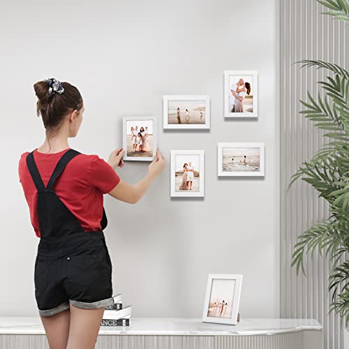 Giftgarden White 4X6 Picture Frame 7 Pack, Modern White Woodgrain 4 By 6 Photo Frames For Wall Or Tabletop Display #TOP3