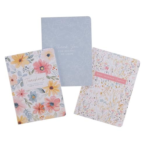 Image of With Love Notebook Set: Teachers Plant Seeds That Grow Forever, Teachers Appreciation Gifts, Slim Notebooks, Cardstock, Flexible Cover, Lined Paper, 64 Pages Each, Floral, Pastels, Set /3 Large