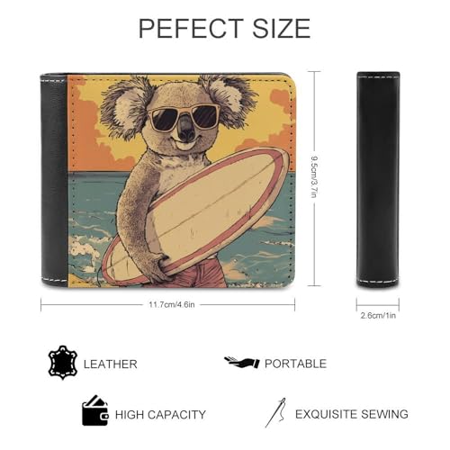 Koala Surfing Surfer Surfboard Fashion Bifold Wallets for Men Women Slim & Thin Credit Card Holder Wallet Purse2
