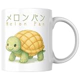 Melon Pan Schildkröte Japanisch Japan Gebäck Otaku Anime Manga Dessert Brot Kawaii Süß Kaffee Tasse Geschenk (Weiß)