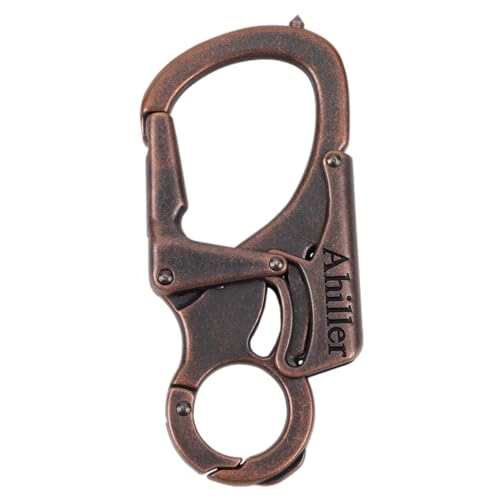 Ahiller Karabiner Schlüsselanhänger Karabinerhaken Clip, Doppelschloss entworfen - Wolfram Stahl Spike - 8cm Legierung Autos Schlüsselbund [Rotguss-1P]