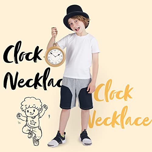 Spooktacular Creations Gold Clock Necklace Halloween Jumbo Gold Necklace White Rabbit Clock Hip Hop Rapper for Kids Women Men Halloween Party Decorations, White Rabbit Costume2