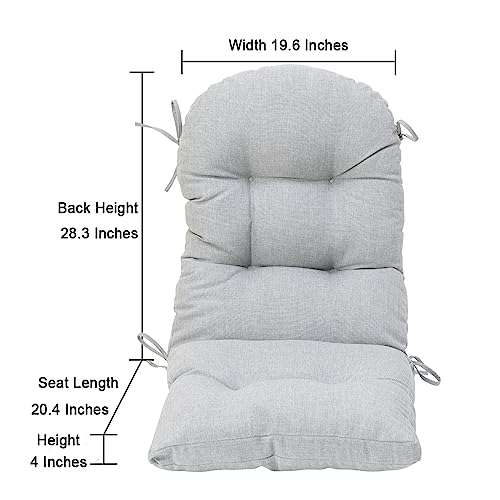 Image of QILLOWAY Outdoor High Back Chair Cushion for Adirondack, All Weather Rocking Chair Cushions Thick Padded Replacement for Patio Furniture Set of 4,Gray,White