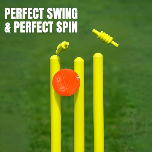 Image of SCUD Swingo Wind Ball for Cricket, Specially Designed for Swing, Dual-Surface Half-Dimple & Half-Smooth Design, PVC | 72.39mm Diameter,105g (Pack of 6pc Balls, Neon Orange)