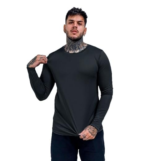 Camisas Camiseta Proteção Uv 50+ Segunda Pele Térmica Masculina (GG, Preto)