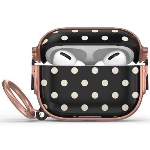Image of for AirPods Pro 3rd Case with Lock, Magsafe Compatible,Black Polka Dot | Double Secure Lock,Drop Protection,Two-Piece Design,with Gold Keychain, Anti Lost, Dustproof, Cute AirPod Pro 3 Case