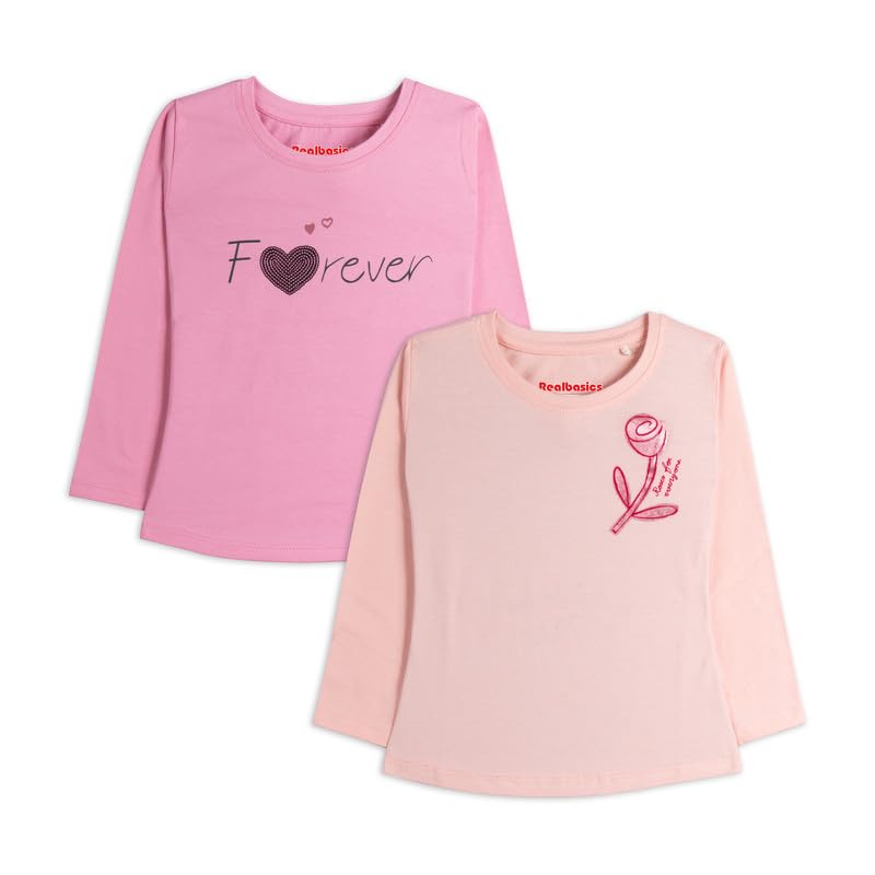 Image of Real Basics Girls Regular Fit Full Sleeves Tshirt (Pack of 2)