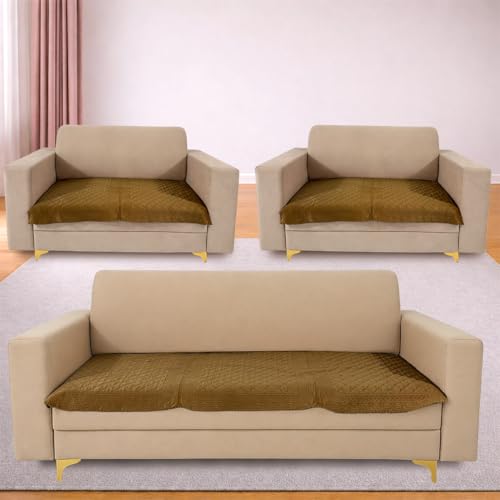 Image of Homerz Premium Petal Charm Sofa Cover | Embossed Floral Pattern | Soft Touch, Anti-Dust & Easy Wash Fabric Cloth, Washable and Durable (Mustard, 7(3+2+2) Seater, Only Seat Cover)