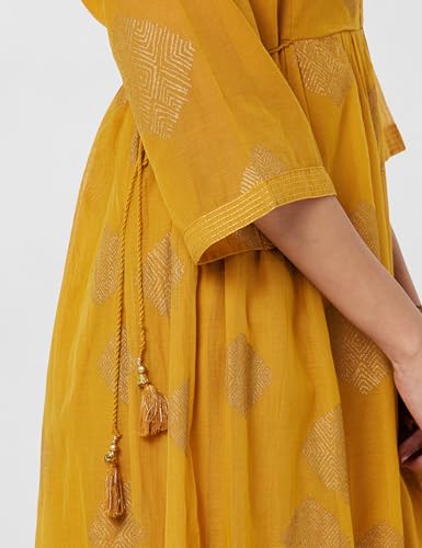 Image of BIBA Women Casual Dress Maxi Cotton Blend Tiered Printed Dress