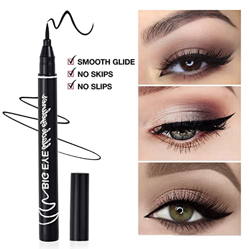 Liquid Eyeliner Waterproof Matte Eyeliner Pencil Black, Eye Make-Up Pen Primer The Quick Flick Eye Liner Stencil With Waterline Felt Tip Long-Lasting For Beginners (BLACK) - Image 3