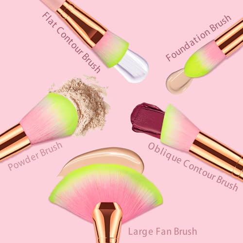 Nicesail Makeup Brushes Set 12 Pcs Pearlescent Wood Handle Premium Cruelty-Free Synthetic Fiber, Pink Make Up Brushes Kit Leather Organizer Case, Face Powder Brush Lip Brush Blush Concealer Contour
